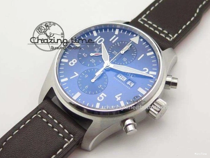 MIROTIME 0219 HighQuality Pilot Chrono 377714 “Le Petit Prince” ZF Best Edition Blue Dial On Brown Leather Strap A 7309
